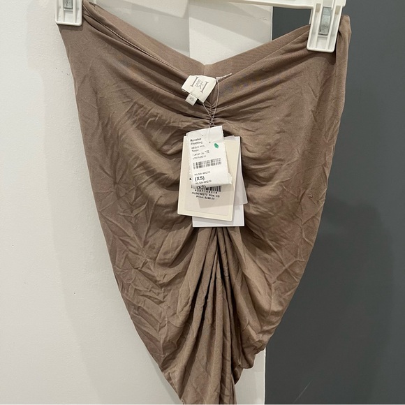 NWT Helsa Maxi Skirt Brown Tan Ruched Draped Bianca size XS - Picture 3 of 10